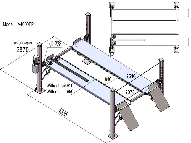 4 Søjlet Mobil autolift - Basic line (JA4000FP)