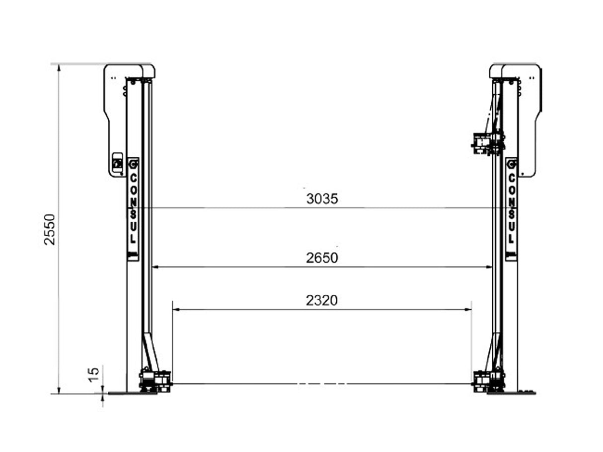 Consul - EL 2.30 2 Søjlet Clear floor Autolift - 3000kg - (654244)