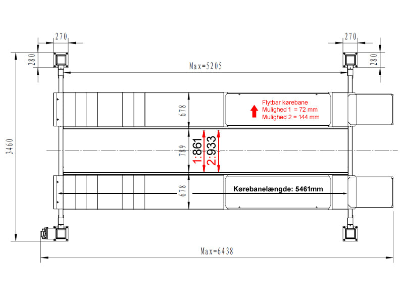 4 Søjlet "Sporings" Autolift - hydraulisk - 5500kg - Basic line (JA5501F)
