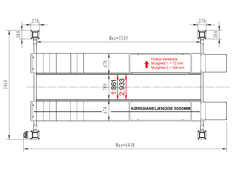 4 Søjlet "Sporings" Autolift - hydraulisk - 5500kg - Basic line (JA5501F)