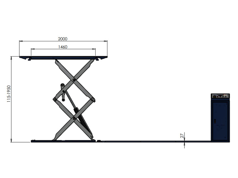 Saxlift / Sakselift - Lav profil / Gulvmonteret - 3800 kg. - Basic line (JA6000S)